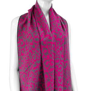SCC053-PINK-WFOX Pink Woven Narrow Animal Print Sc